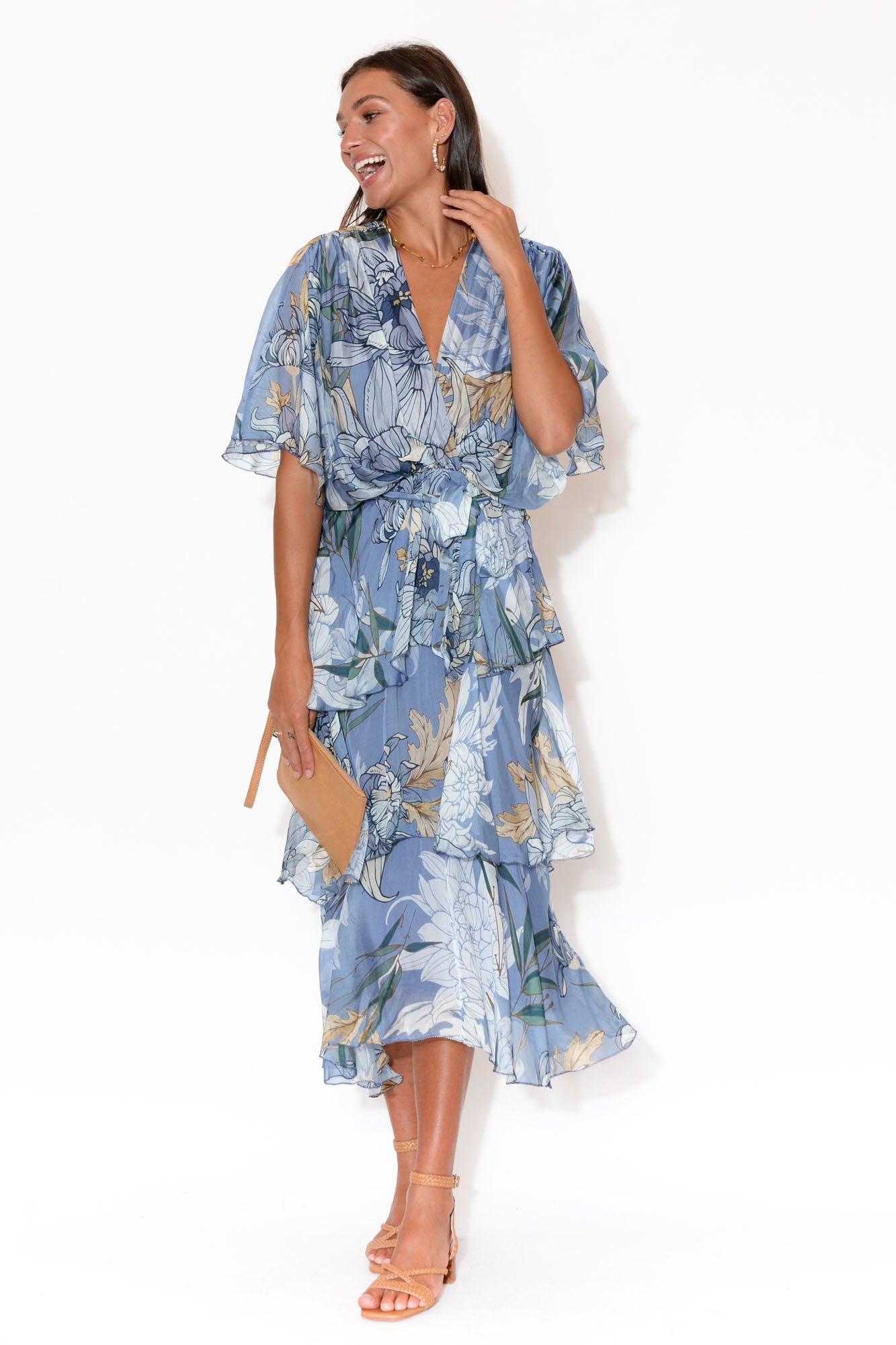 Natalie Blue Garden Silk Layer Dress ...